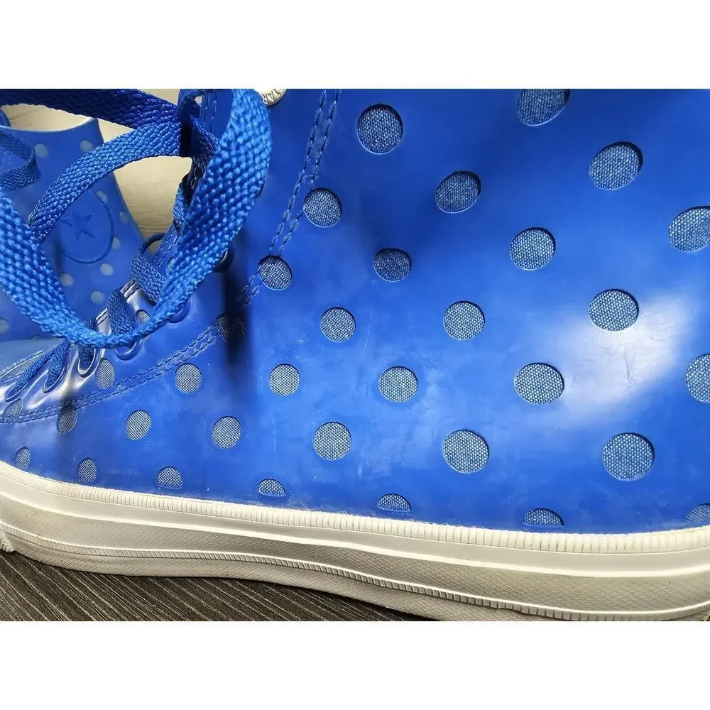 Converse Lunarlon Hi Top M8 W10 Blue Polka Dot Shoe Chuck Taylor Water Repellent